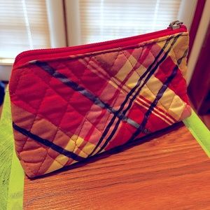 Pink/plaid small accessories bag.
